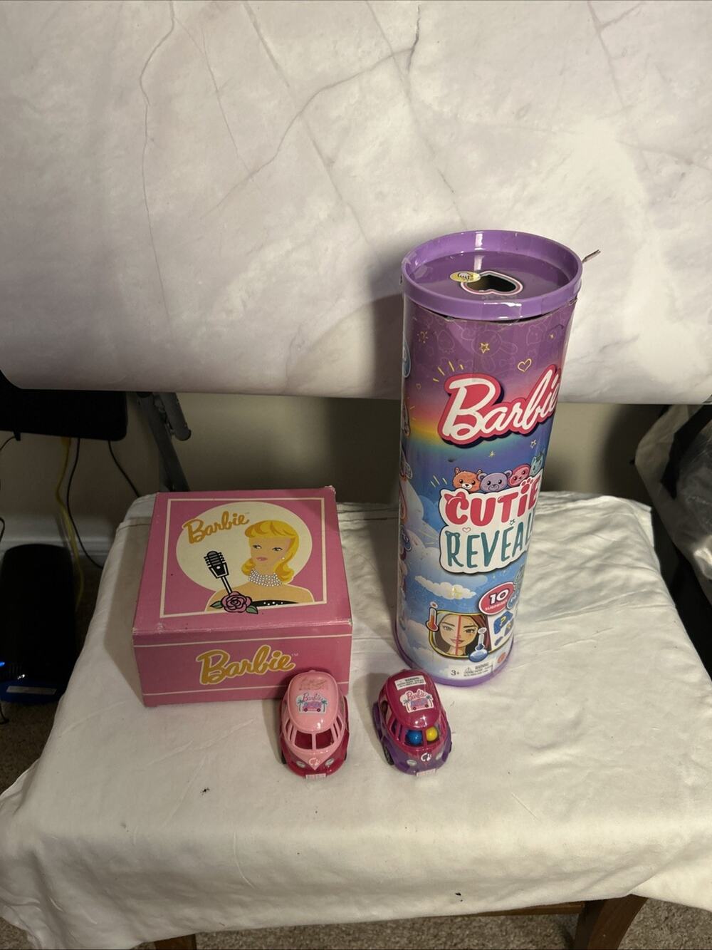 Barbie Cutie Reveal Doll & Accessories with Barbie Piano And Cars With Candy Lot